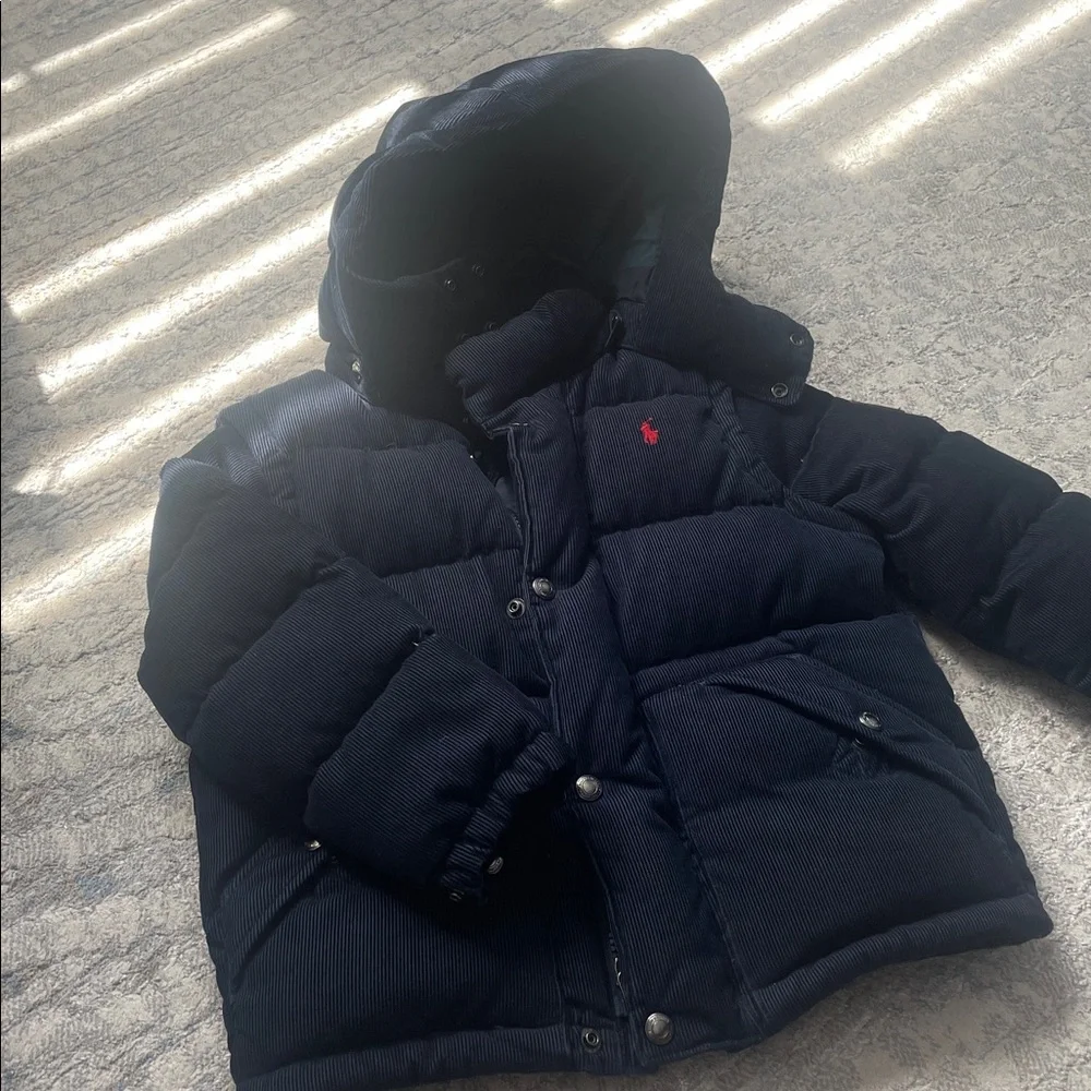 Ralph Lauren Navy Puffer Jacket with Red Logo